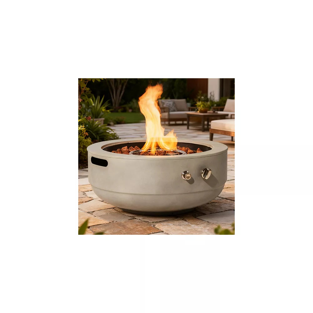 24-Inch Propane Fire Bowl: 50,000 BTU Round Concrete Outdoor Hearth