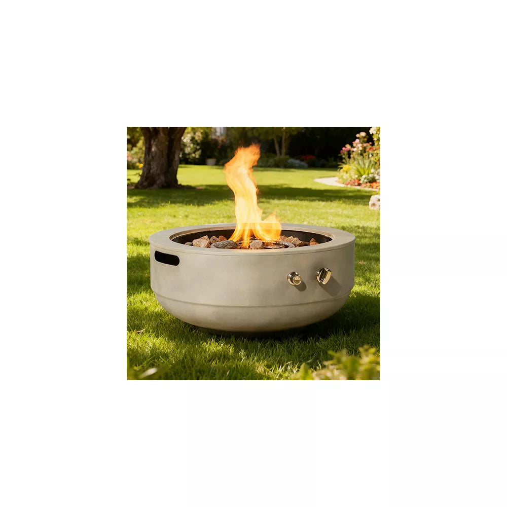 24-Inch Propane Fire Bowl: 50,000 BTU Round Concrete Outdoor Hearth