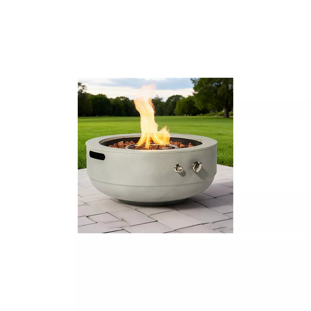24-Inch Propane Fire Bowl: 50,000 BTU Round Concrete Outdoor Hearth