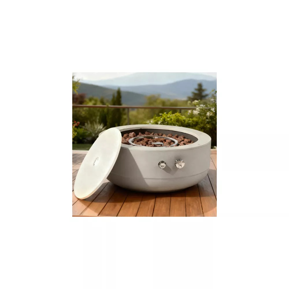 24-Inch Propane Fire Bowl: 50,000 BTU Round Concrete Outdoor Hearth