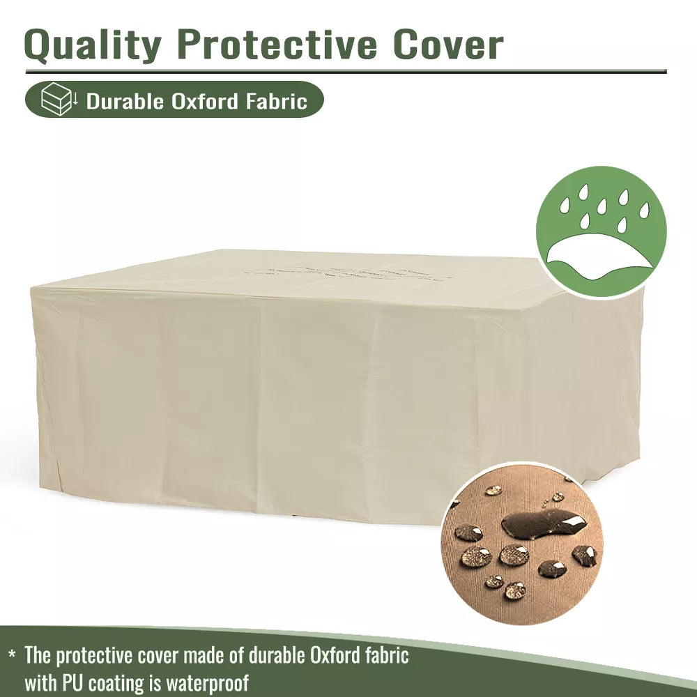 42-Inch Propane Fire Pit Table: Rectangular Steel Patio Lounge Kit with Guard