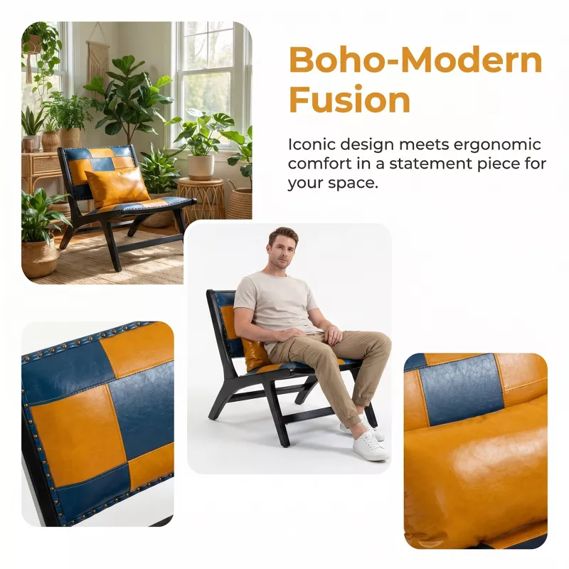 Modern Boho Accent Chairs for Living Room,Mid Century Lounge Chair,Side Chair Indoor