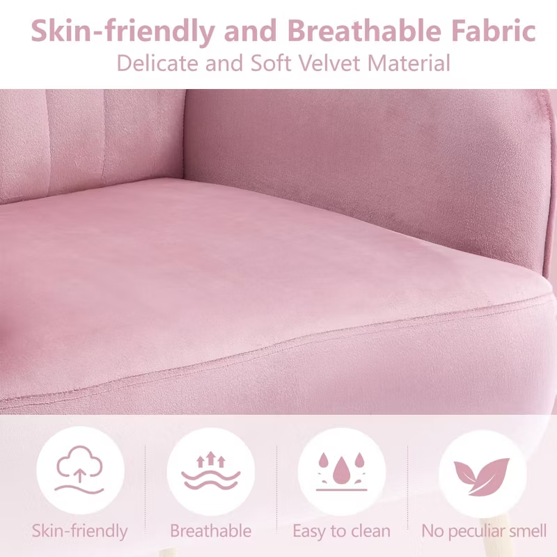 Velvet Modern Upholstered Accent Chair Luxury Single Sofa Armchair Metal Legs Comfy Barrel for Living Bedroom Office Cafe 1pc