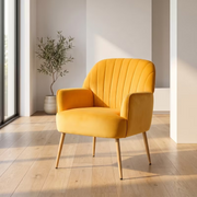 Velvet Modern Upholstered Accent Chair Luxury Single Sofa Armchair Metal Legs Comfy Barrel for Living Bedroom Office Cafe 1pc