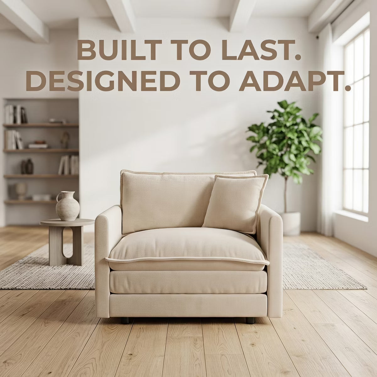 Chenille Accent Chair with Deep Seat, High-Density Foam & 300-Lb Capacity