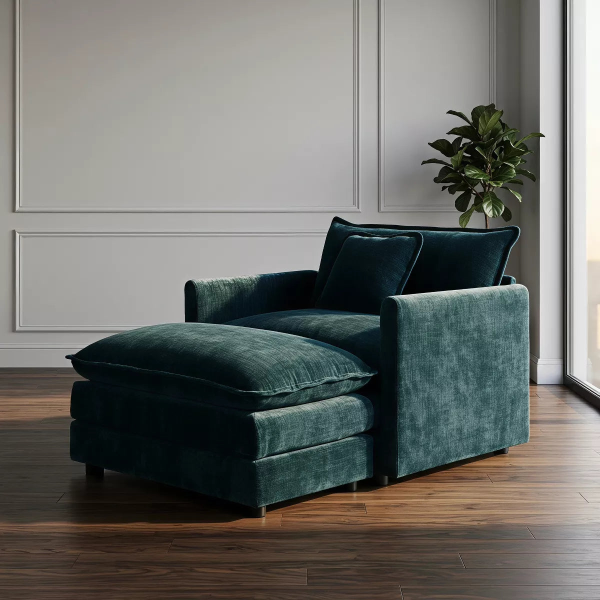 Chenille Accent Chair with Deep Seat, High-Density Foam & 300-Lb Capacity