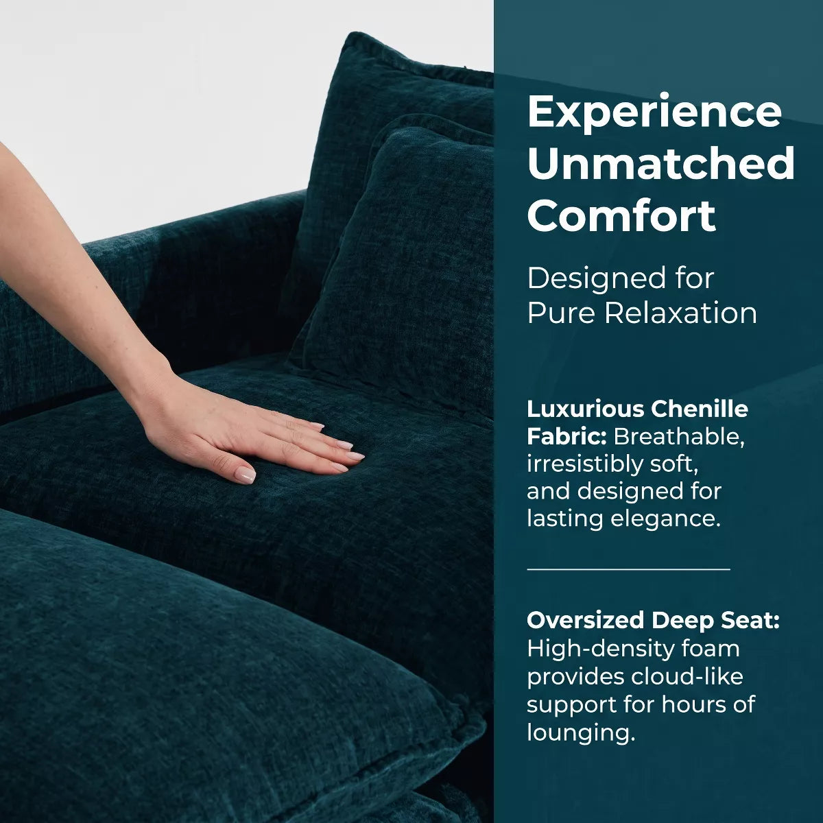 Chenille Accent Chair with Deep Seat, High-Density Foam & 300-Lb Capacity