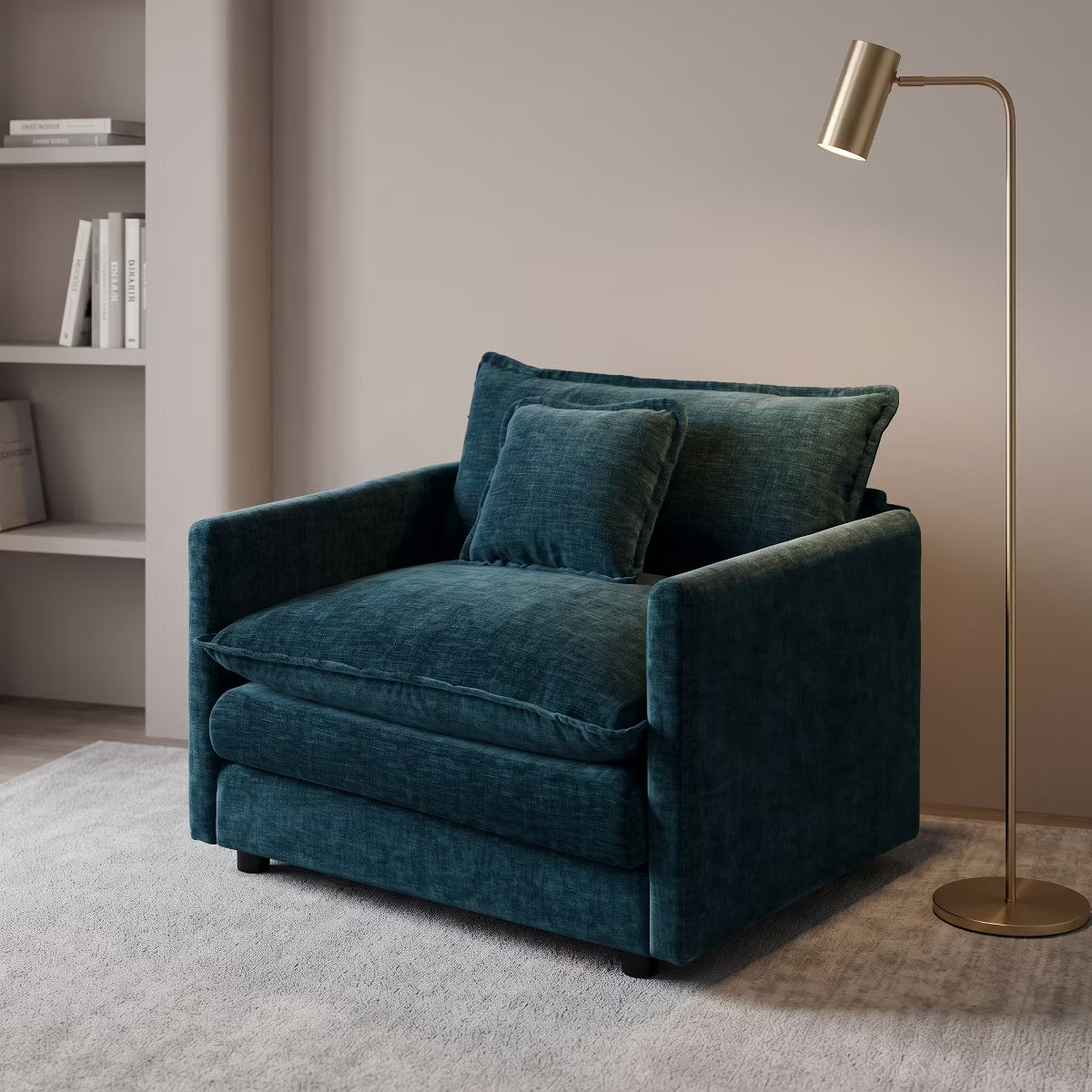 Chenille Accent Chair with Deep Seat, High-Density Foam & 300-Lb Capacity