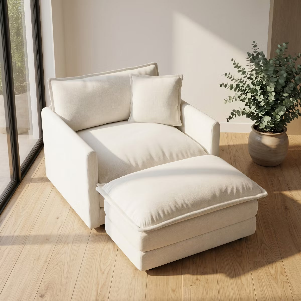 Chenille Accent Chair with Deep Seat, High-Density Foam & 300-Lb Capacity