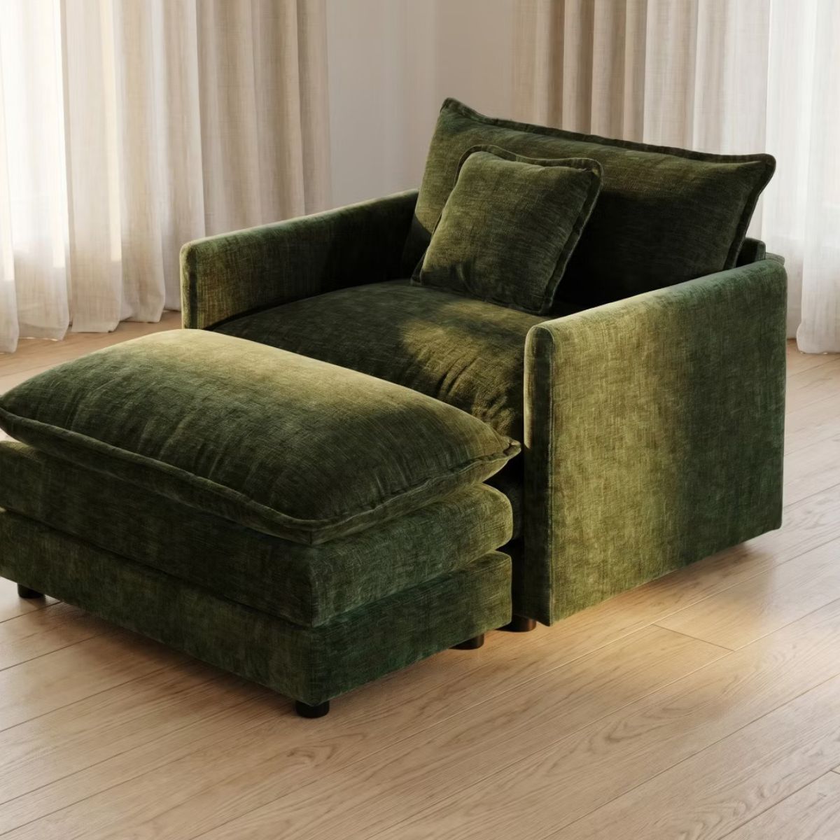 Chenille Accent Chair with Deep Seat, High-Density Foam & 300-Lb Capacity