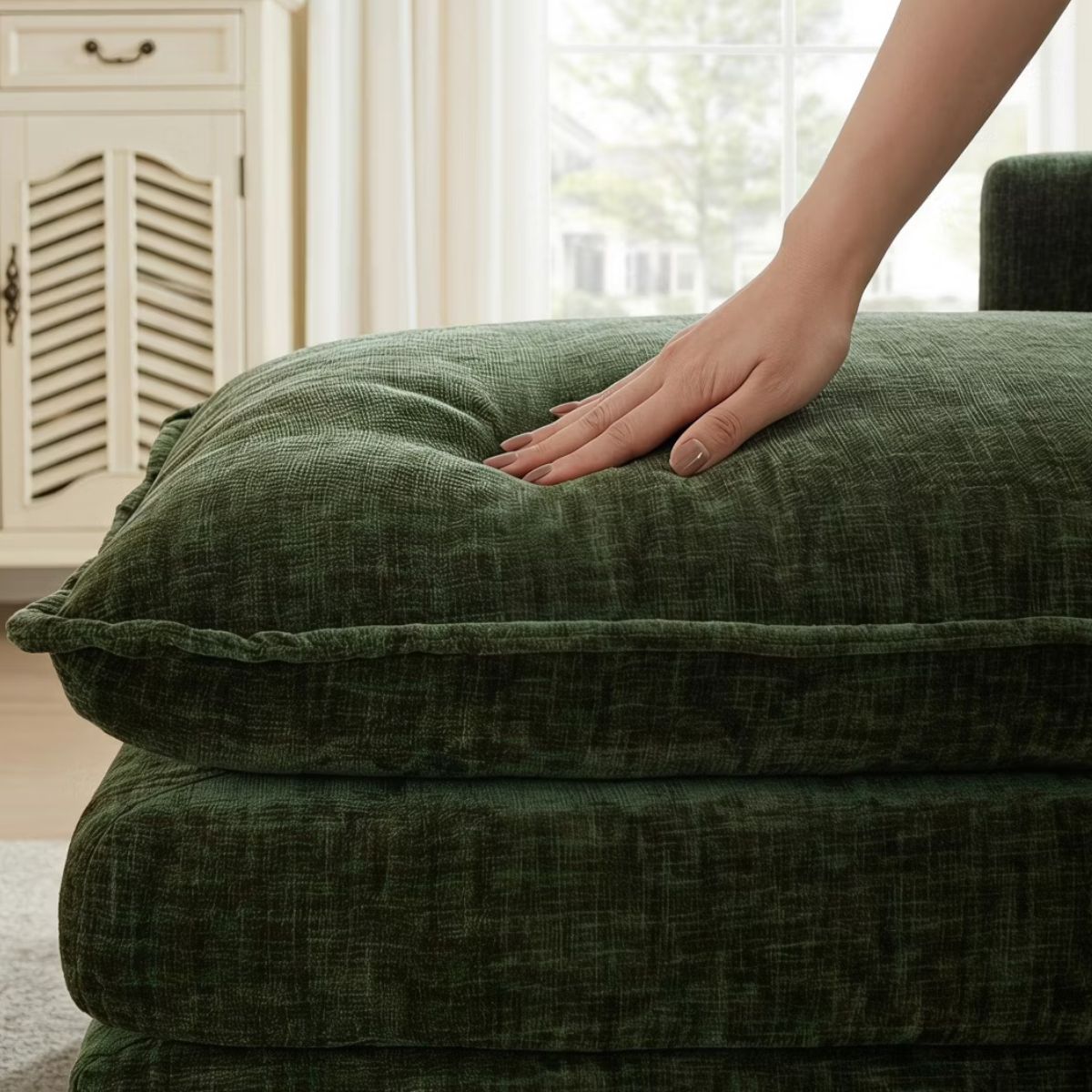 Chenille Accent Chair with Deep Seat, High-Density Foam & 300-Lb Capacity