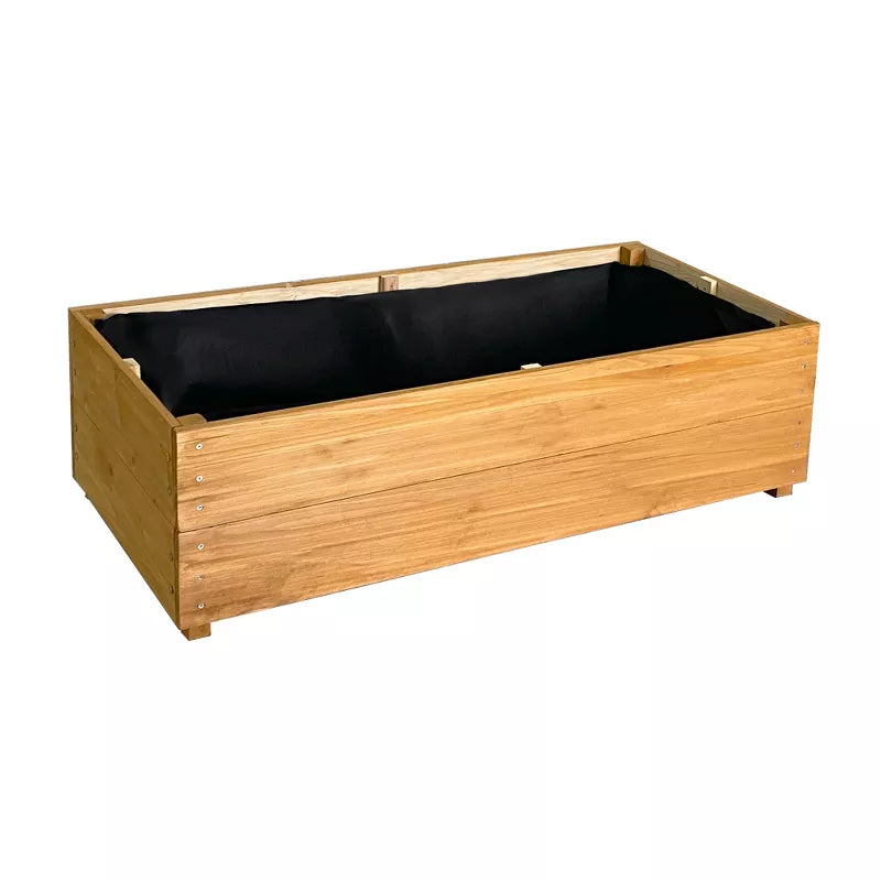 Solid Fir Raised Garden Bed with Drainage Liner for Patio Vegetable Gardening