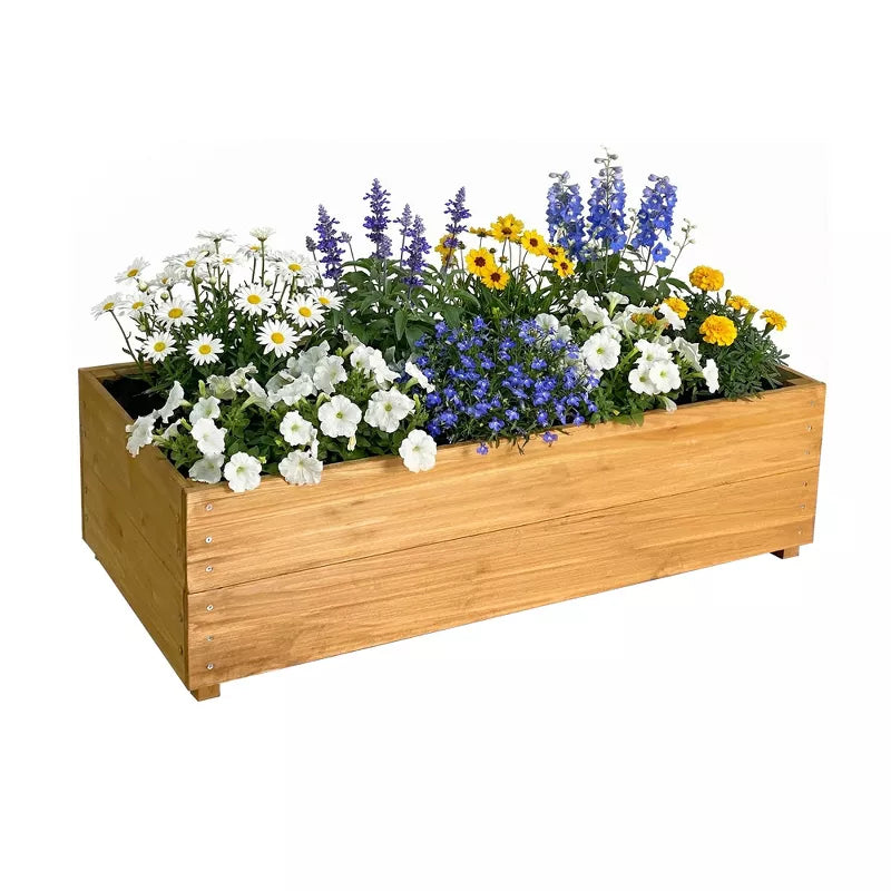 Solid Fir Raised Garden Bed with Drainage Liner for Patio Vegetable Gardening