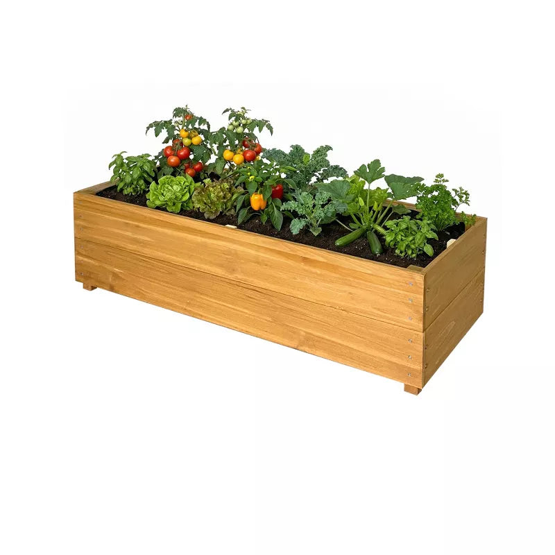 Solid Fir Raised Garden Bed with Drainage Liner for Patio Vegetable Gardening