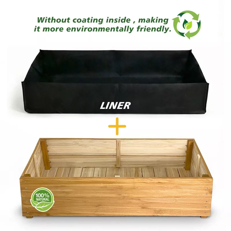 Solid Fir Raised Garden Bed with Drainage Liner for Patio Vegetable Gardening