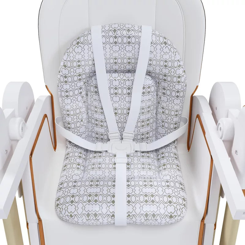 Convertible Baby High Chair and Rocker with Foldable Frame and Locking Wheels