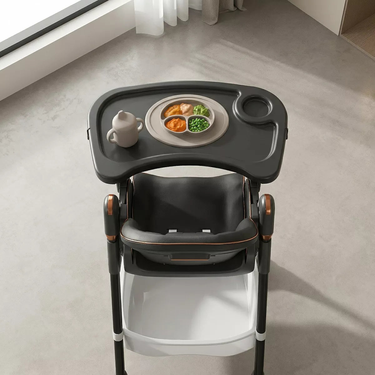 Portable Adjustable Baby High Chair with Foldable Design & Lock Wheels