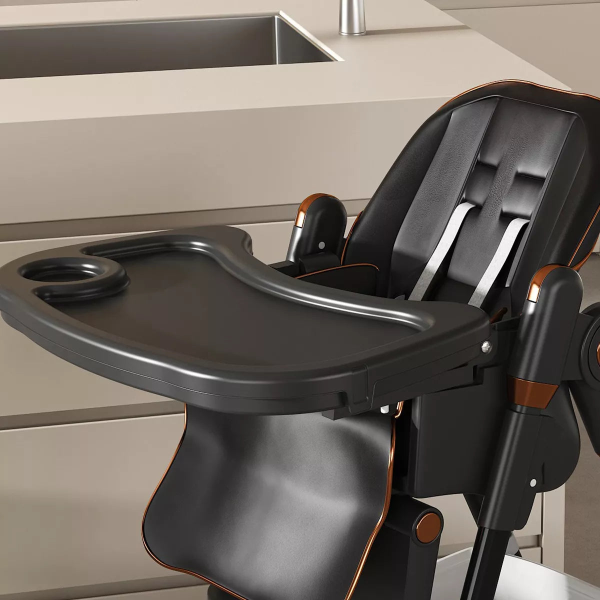 Portable Adjustable Baby High Chair with Foldable Design & Lock Wheels