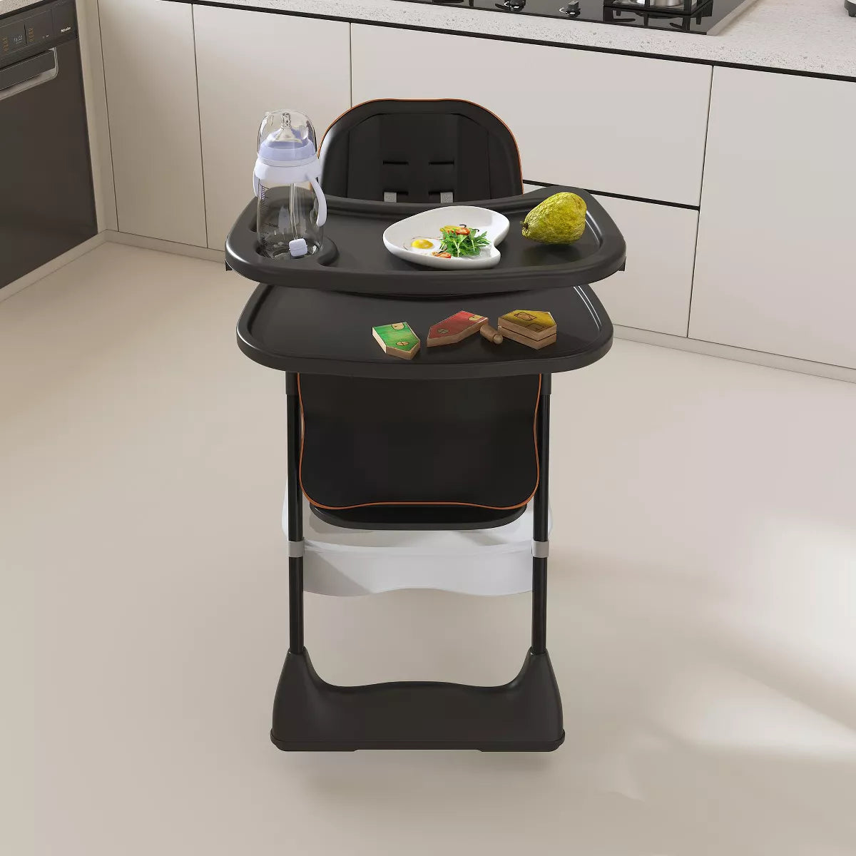 Portable Adjustable Baby High Chair with Foldable Design & Lock Wheels