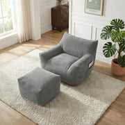 Bean Bag Chair with Ottoman, Corduroy Floor Lounge Sofa for Living Room & Bedroom