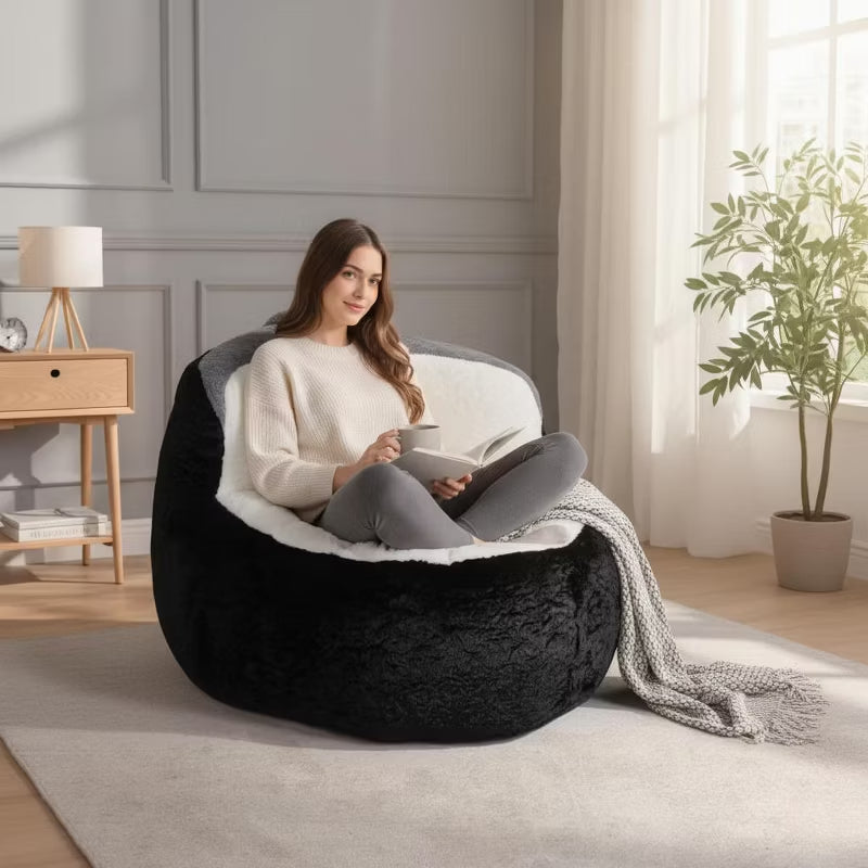 Cozy Faux Fur Bean Bag Lounger Sofa for Living Room & Gifts