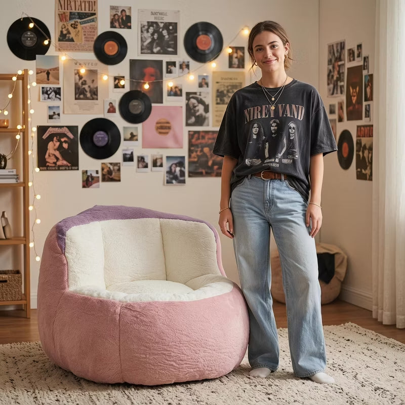 Cozy Faux Fur Bean Bag Lounger Sofa for Living Room & Gifts