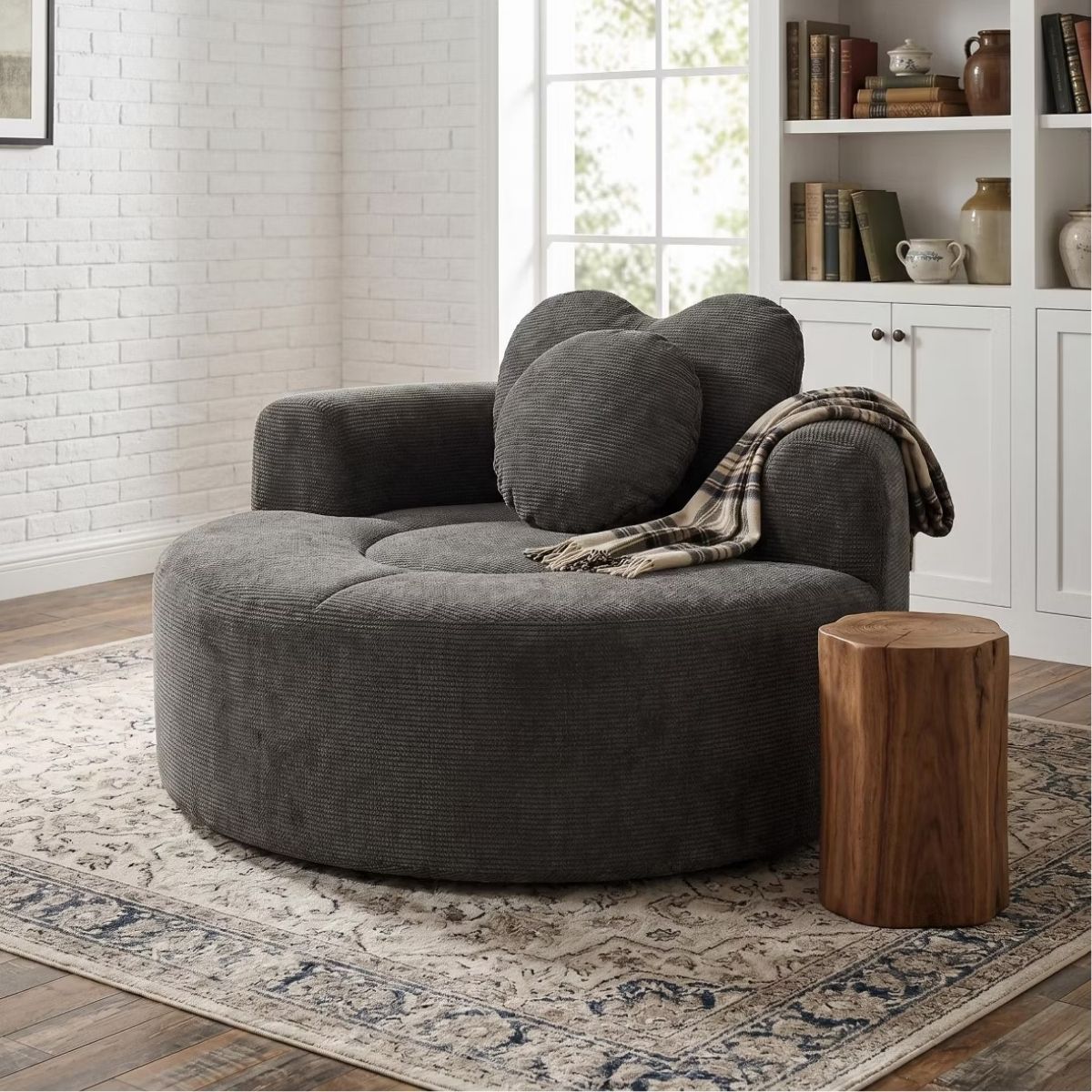 Cloud Sofa Bed with Memory Foam, Waffle Fabric & 2 Accent Pillows