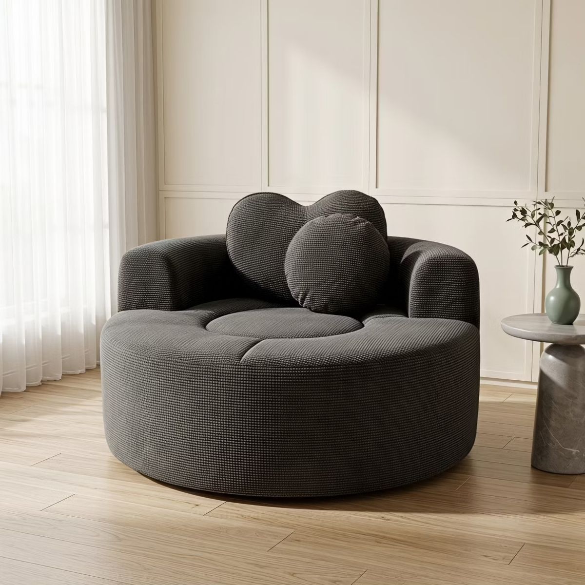 Cloud Sofa Bed with Memory Foam, Waffle Fabric & 2 Accent Pillows