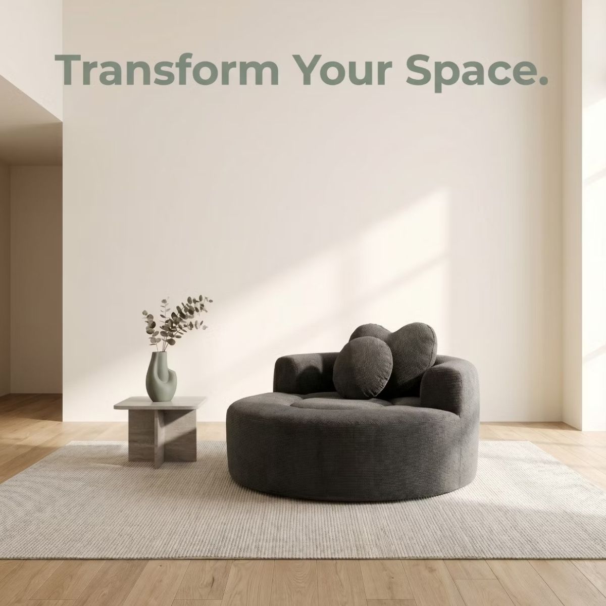 Cloud Sofa Bed with Memory Foam, Waffle Fabric & 2 Accent Pillows