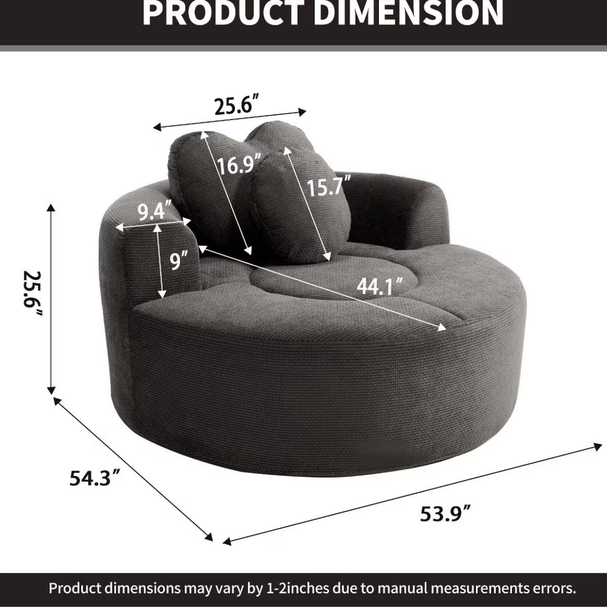 Cloud Sofa Bed with Memory Foam, Waffle Fabric & 2 Accent Pillows