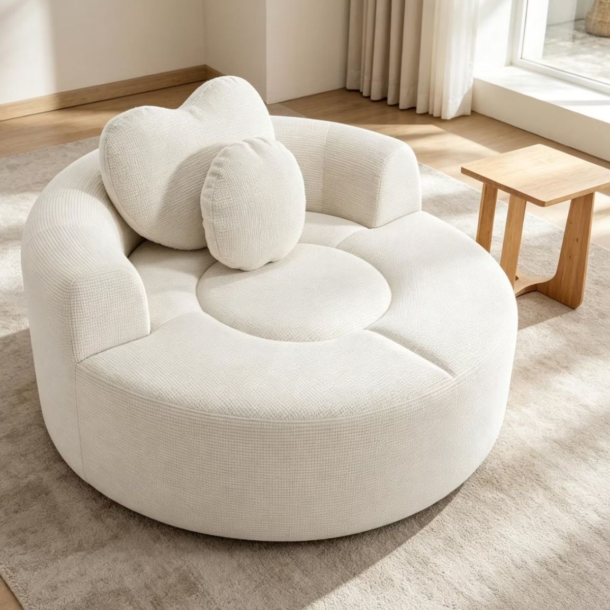 Cloud Sofa Bed with Memory Foam, Waffle Fabric & 2 Accent Pillows