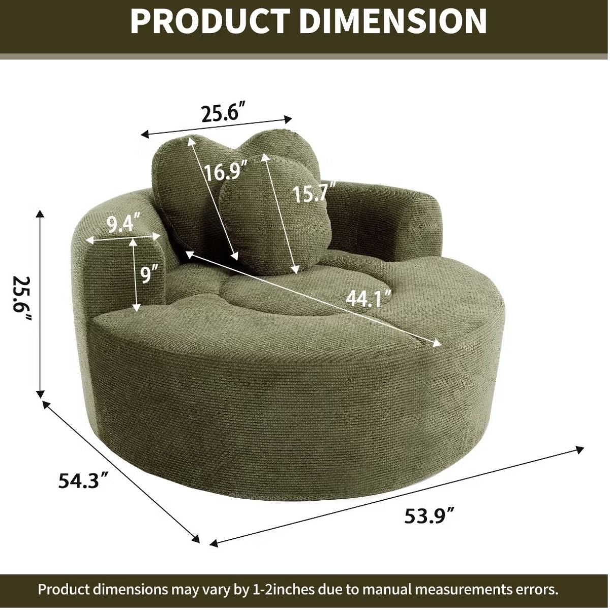 Cloud Sofa Bed with Memory Foam, Waffle Fabric & 2 Accent Pillows