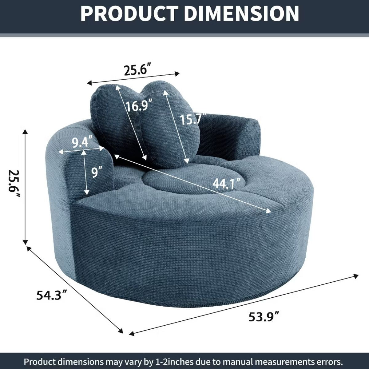 Cloud Sofa Bed with Memory Foam, Waffle Fabric & 2 Accent Pillows
