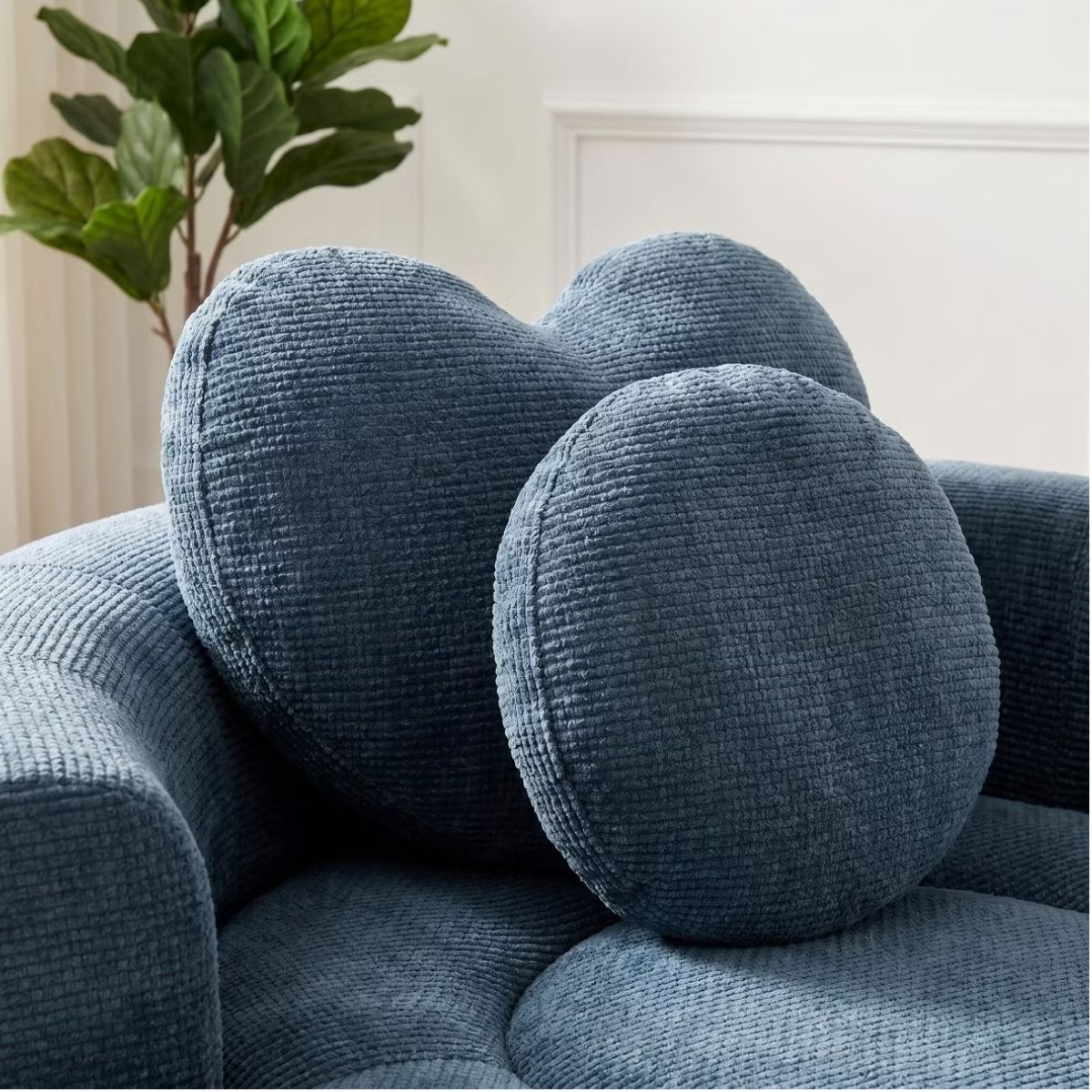 Cloud Sofa Bed with Memory Foam, Waffle Fabric & 2 Accent Pillows