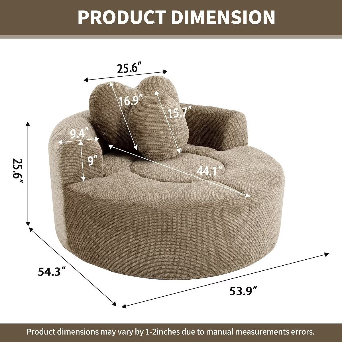 Cloud Sofa Bed with Memory Foam, Waffle Fabric & 2 Accent Pillows