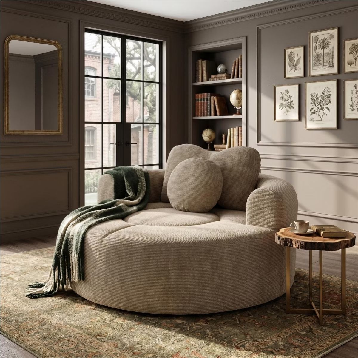 Cloud Sofa Bed with Memory Foam, Waffle Fabric & 2 Accent Pillows