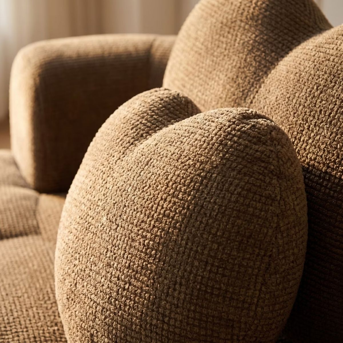 Cloud Sofa Bed with Memory Foam, Waffle Fabric & 2 Accent Pillows