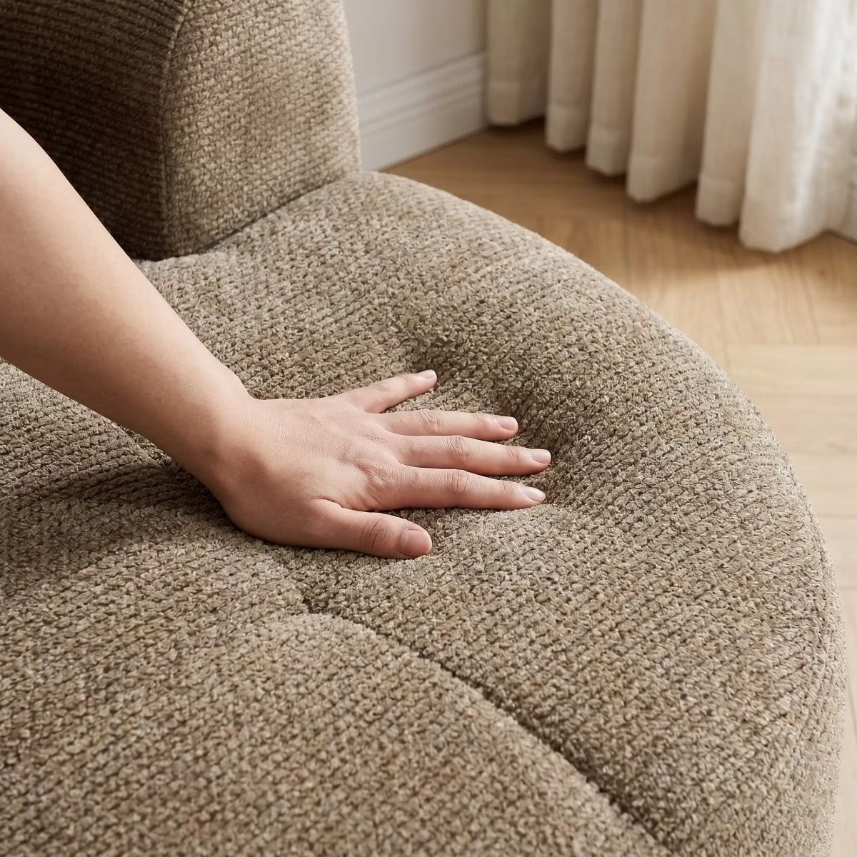 Cloud Sofa Bed with Memory Foam, Waffle Fabric & 2 Accent Pillows