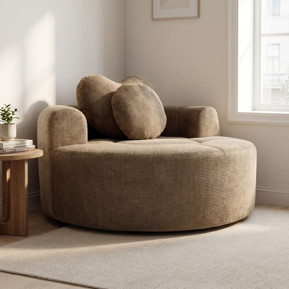 Cloud Sofa Bed with Memory Foam, Waffle Fabric & 2 Accent Pillows