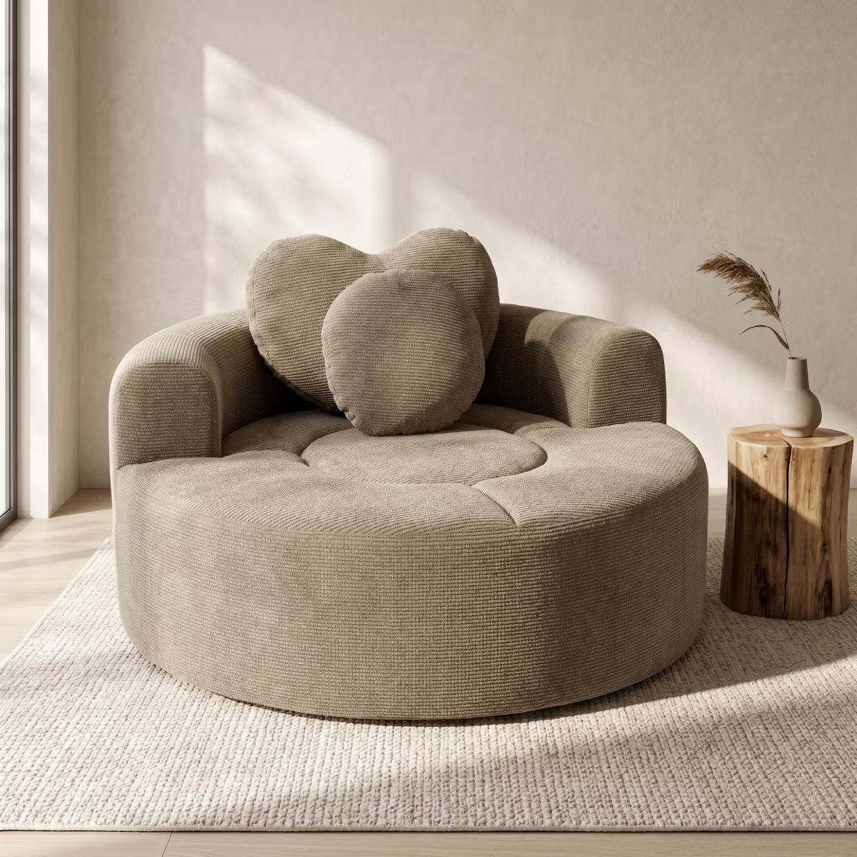 Cloud Sofa Bed with Memory Foam, Waffle Fabric & 2 Accent Pillows