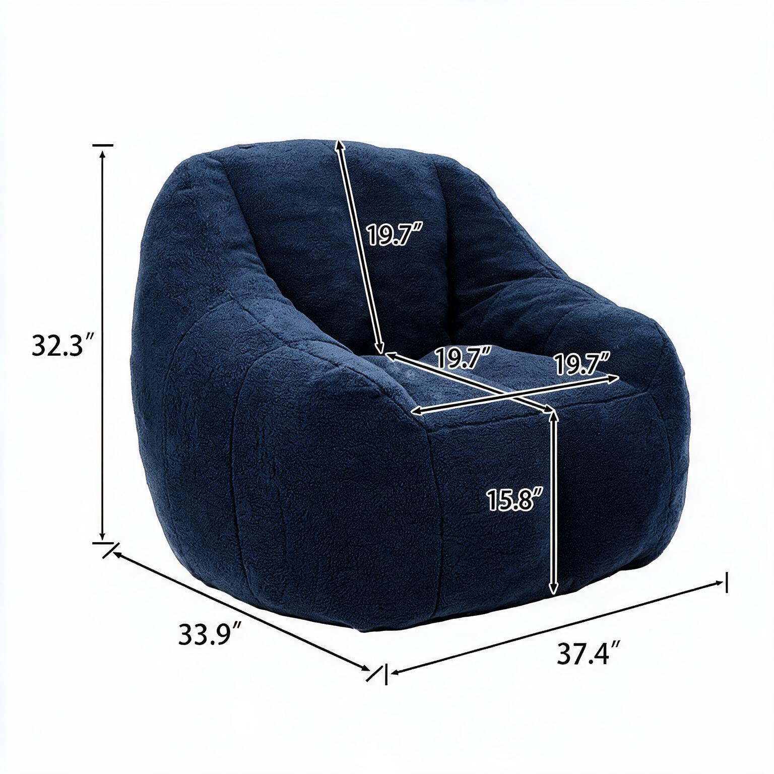 Oversized Bean Bag Chair with Memory Foam Plush Faux Fur Cover for Cozy Lounging