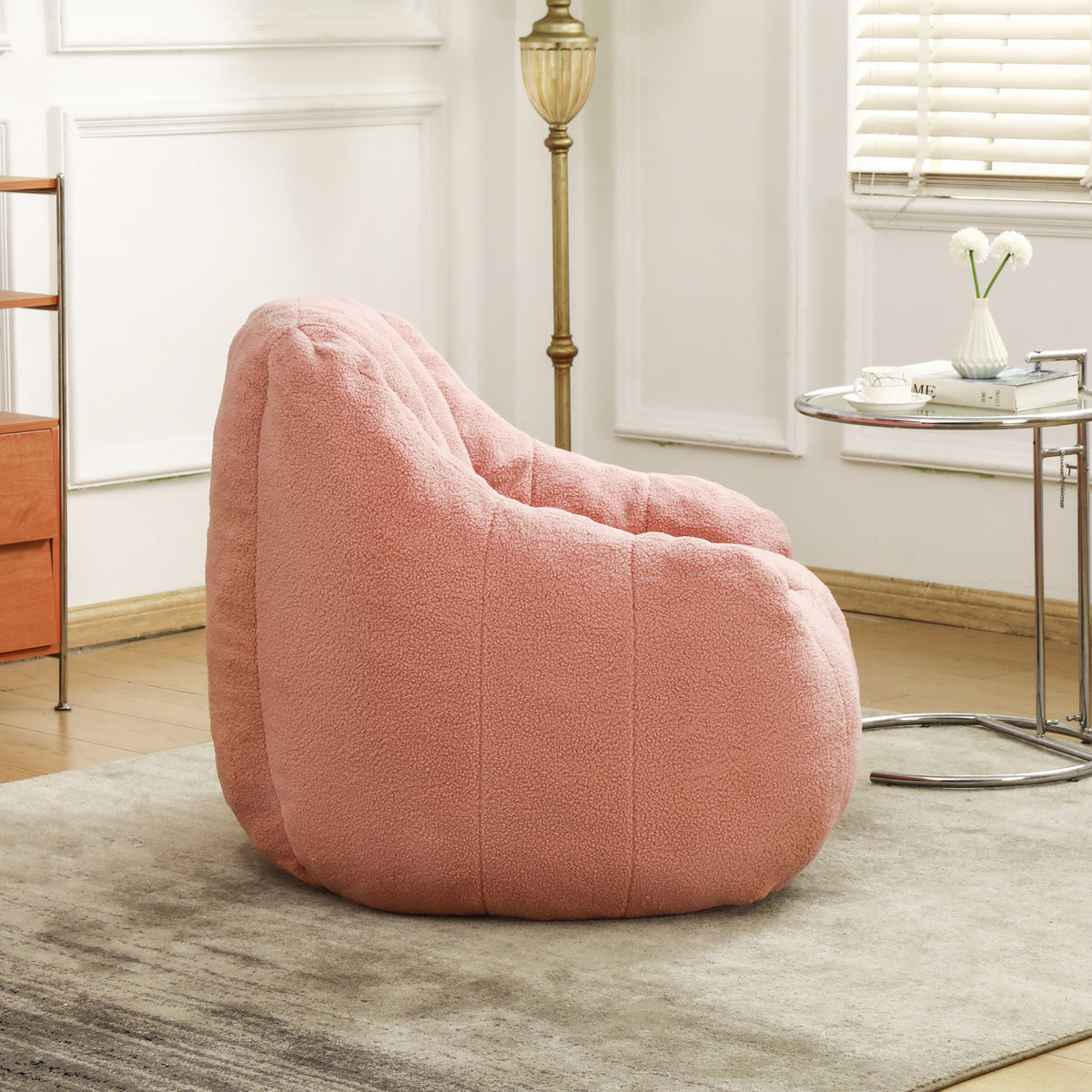 Oversized Bean Bag Chair with Memory Foam Plush Faux Fur Cover for Cozy Lounging