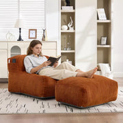 Bean Bag Chair for Adults, Memory Foam Sofa with Ottoman, Corduroy Lounger for Living Room Bedroom Balcony