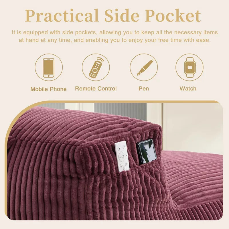 Bean Bag Chair for Adults, Memory Foam Sofa with Ottoman, Corduroy Lounger for Living Room Bedroom Balcony