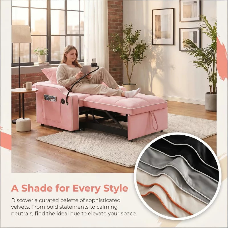 3-in-1 Convertible Sleeper Chair Bed with USB Ports & Phone Holder