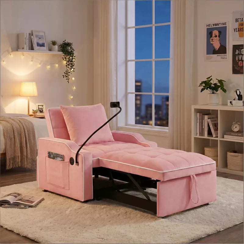 3-in-1 Convertible Sleeper Chair Bed with USB Ports & Phone Holder