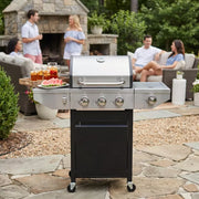 3-Burner Propane Gas Grill with Side Burner, 37,000 BTU Stainless Steel BBQ for Patio & Backyard