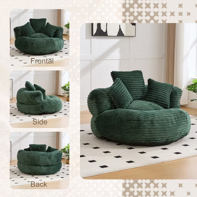 Giant Corduroy Bean Bag Sofa with Memory Foam & Armrests – 4 Colors