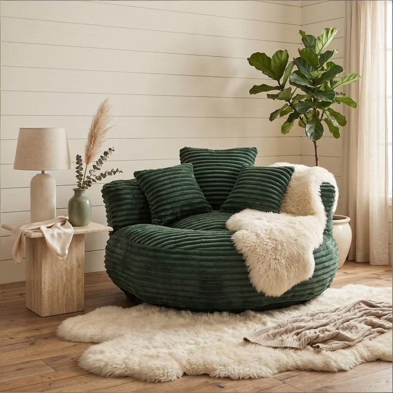 Giant Corduroy Bean Bag Sofa with Memory Foam & Armrests – 4 Colors