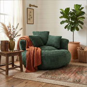 Giant Corduroy Bean Bag Sofa with Memory Foam & Armrests – 4 Colors